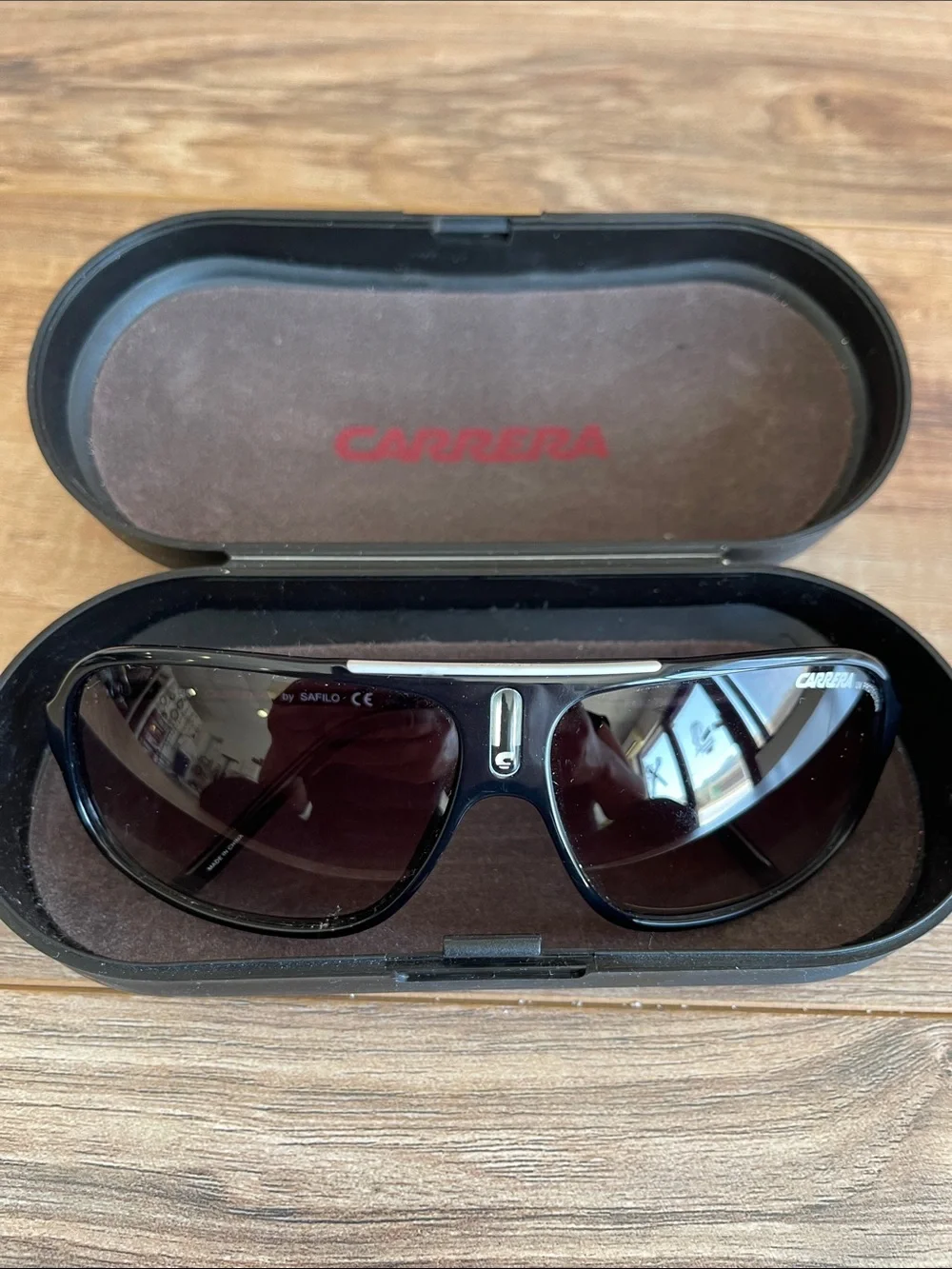 Carrera By Safilo Polarized Aviator Sunglasses Black/Palladium 64mm W/ Hard Case